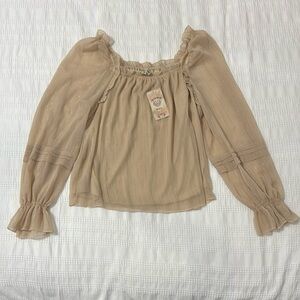 Elegant Blouse with Metallic Thread Detail